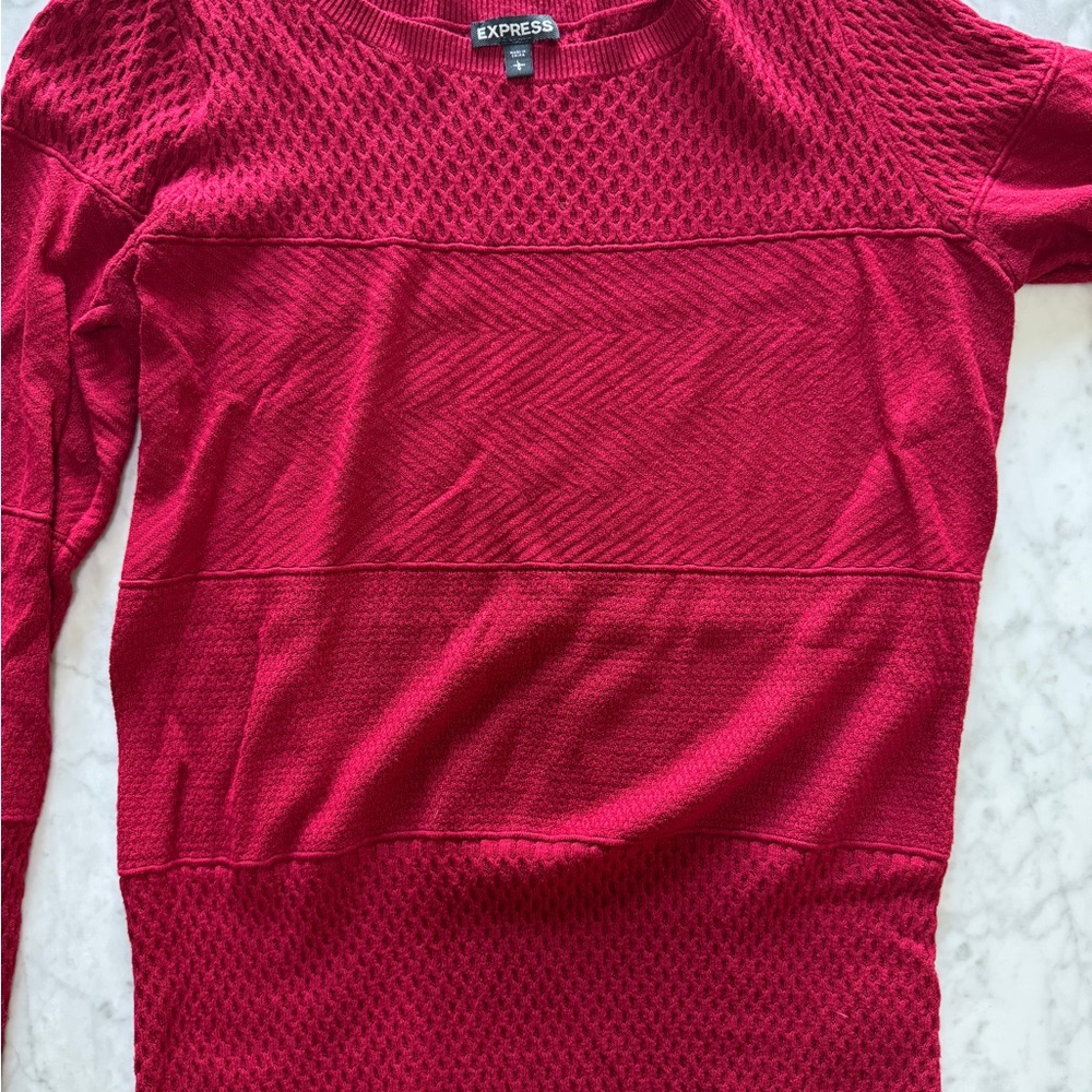 Express Rich Red Textured Sweater - Picture 6 of 6